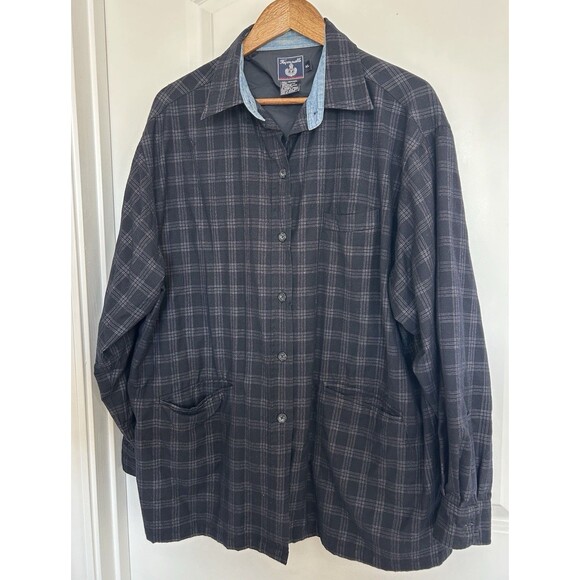 Other - Faconnable Mens Shirt Jacket Extra Large 100% Wool Button Front Shacket Vintage